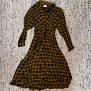 Kenzo Plaid Long Sleeve Dress